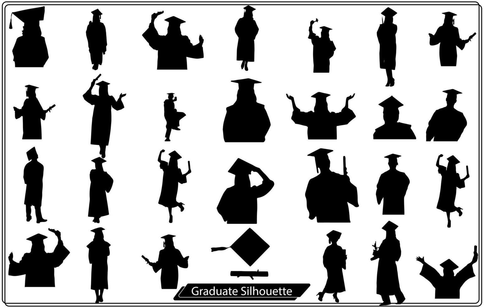 collection de diplômés célébrant des silhouettes dans différentes poses vecteur