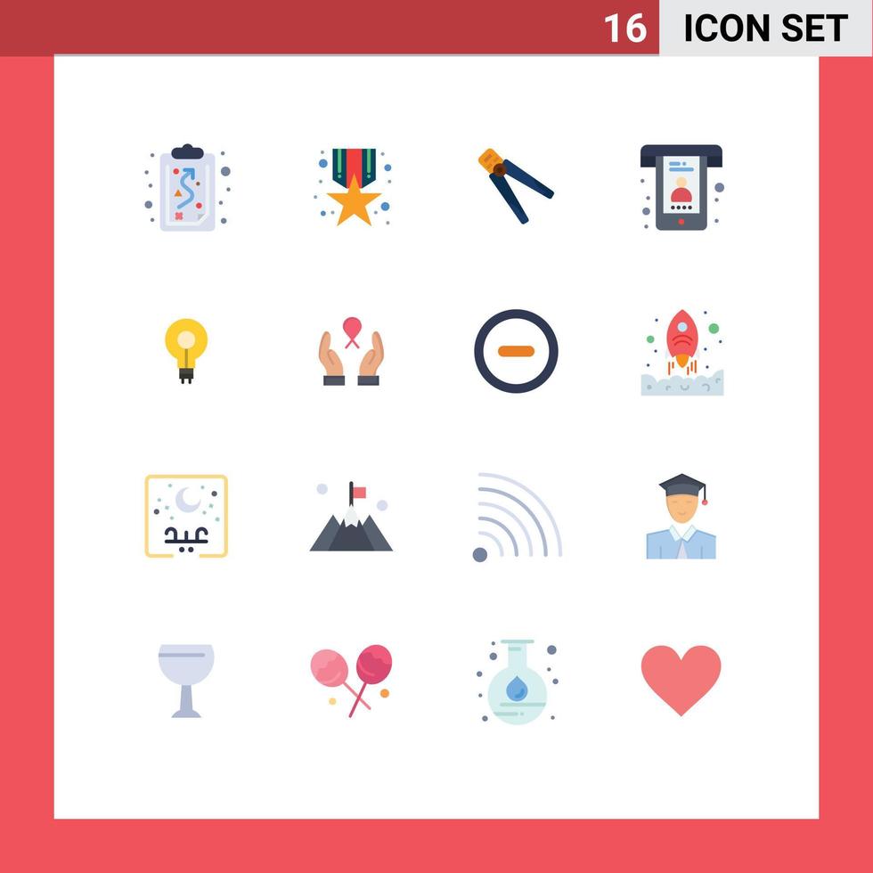 16 interface utilisateur pack de couleurs plates de signes et symboles modernes d'appels de support pince meilleur outil pack modifiable d'éléments de conception de vecteur créatif