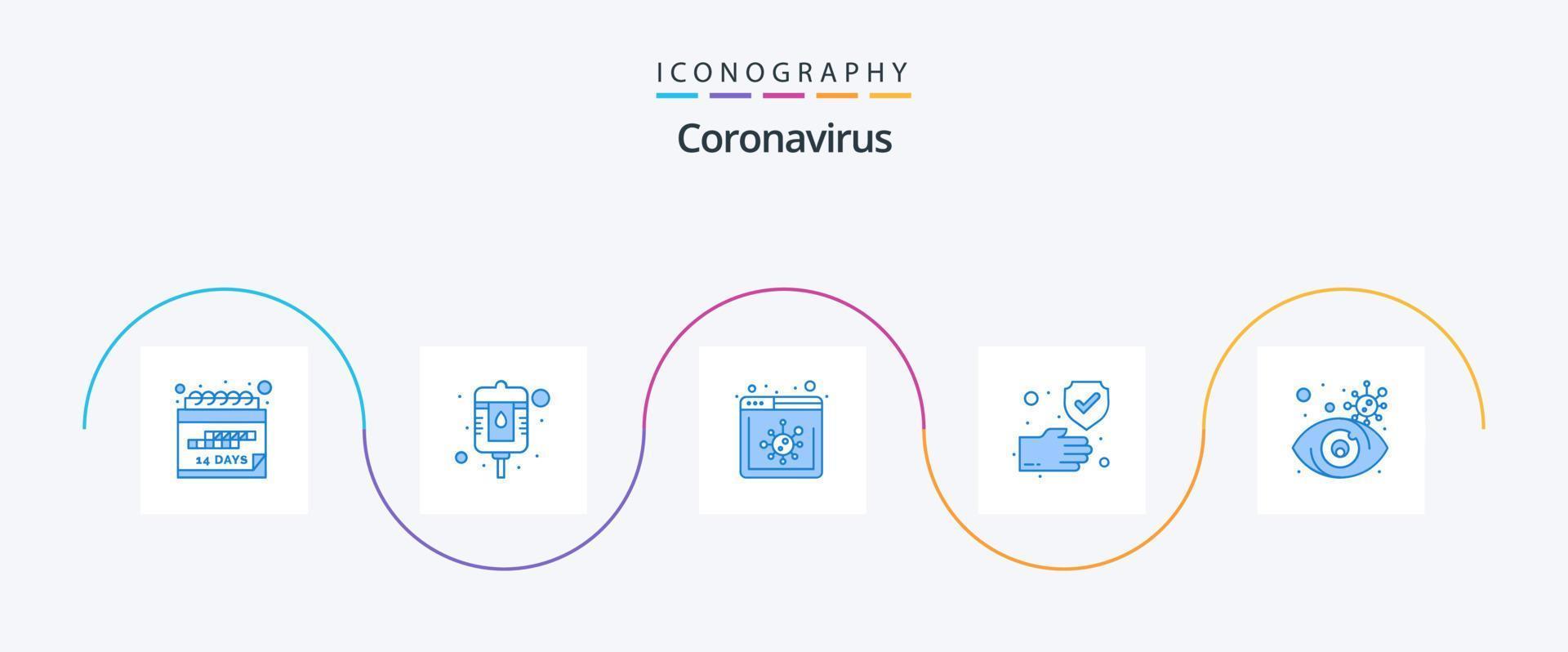 pack d'icônes coronavirus bleu 5, y compris la recherche. sûr. navigateur. protection. faire le ménage vecteur