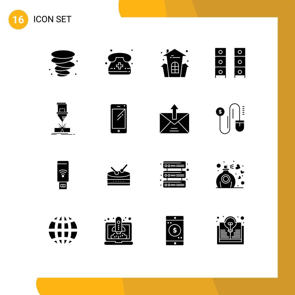 ensemble de 16 symboles d'icônes d'interface utilisateur modernes signes pour le bureau de célébration de garde-robe d'ingénierie dessiner des éléments de conception vectoriels modifiables de meubles vecteur