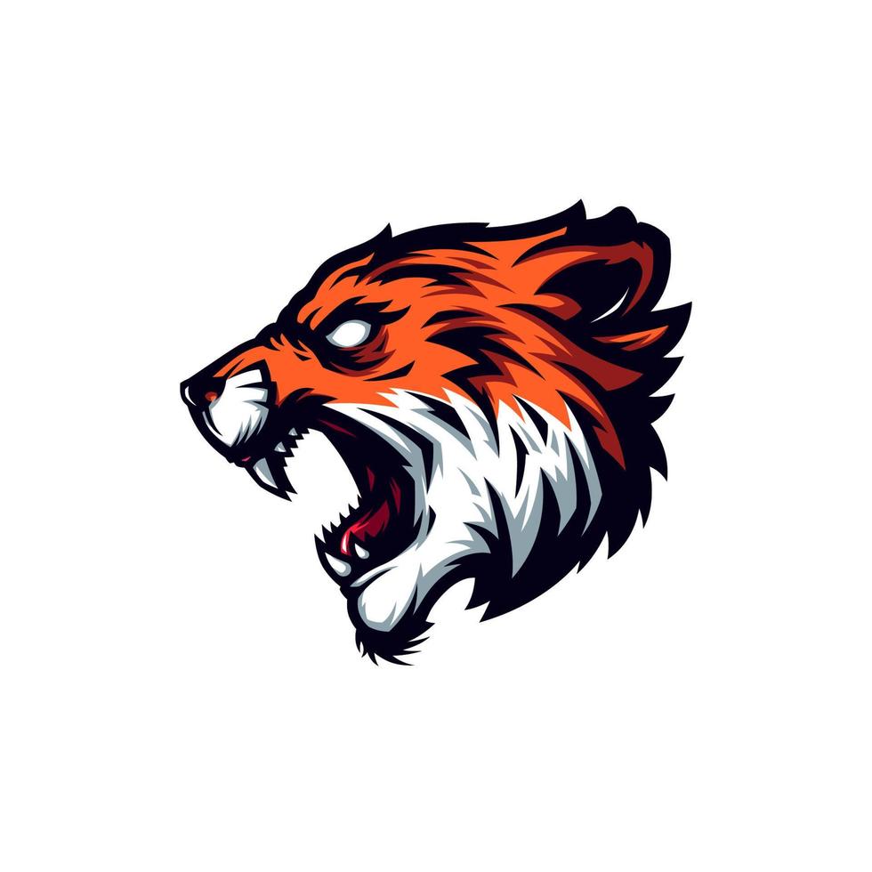 tête de tigre mascotte logo jeux esports vecteur