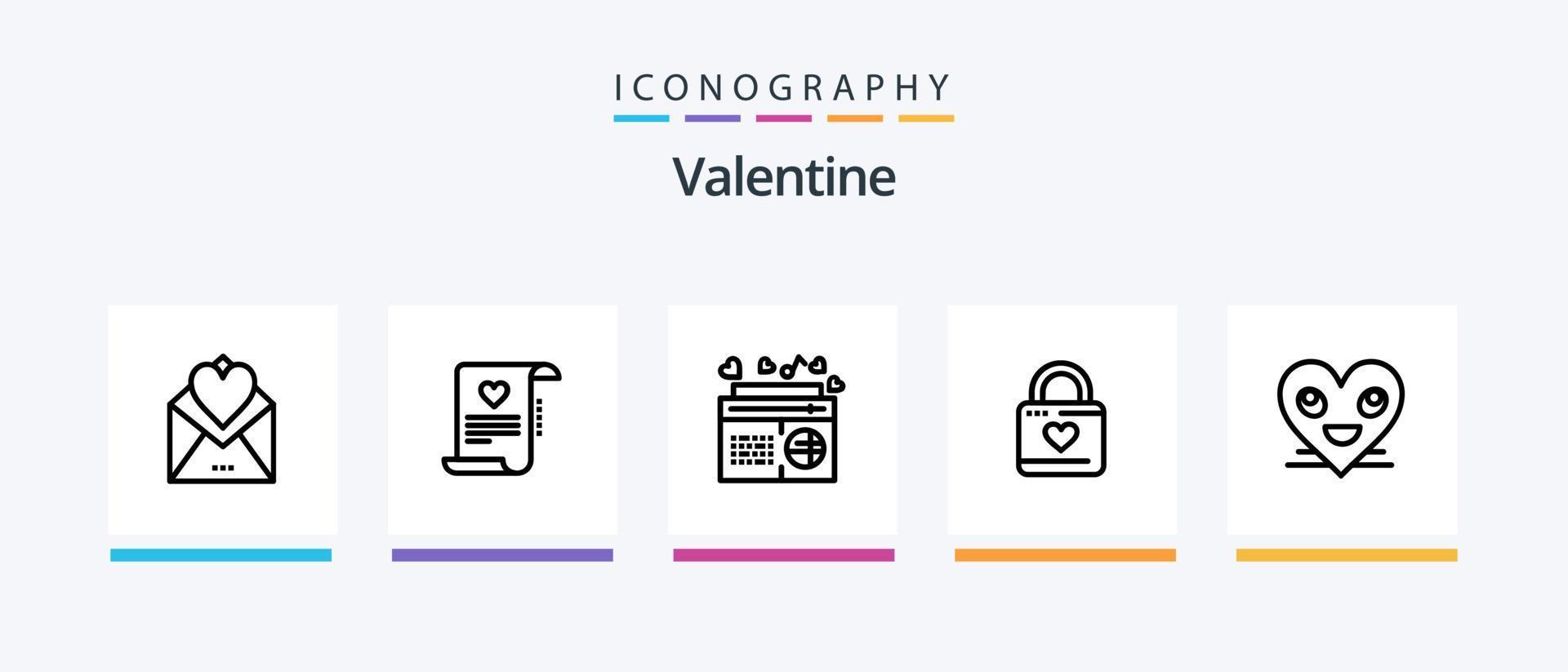 pack d'icônes valentine line 5 comprenant du thé. Coupe. Visage. beauté. valentines. conception d'icônes créatives vecteur