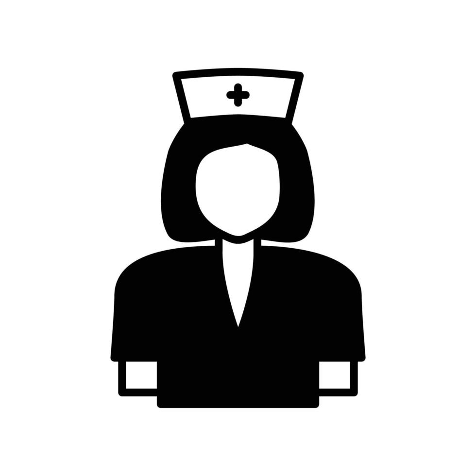 icône d'avatar de profession d'infirmière portant un chapeau en tant que travailleur de soins aux patients à l'hôpital aidant le médecin à travailler vecteur