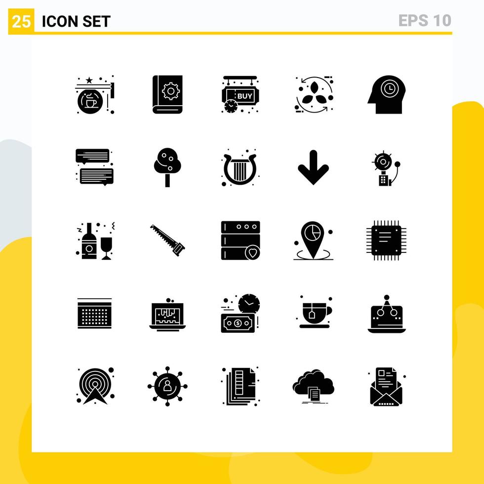 ensemble de 25 symboles d'icônes d'interface utilisateur modernes signes pour la minuterie d'instruction eco bio en attendant des éléments de conception vectoriels modifiables vecteur