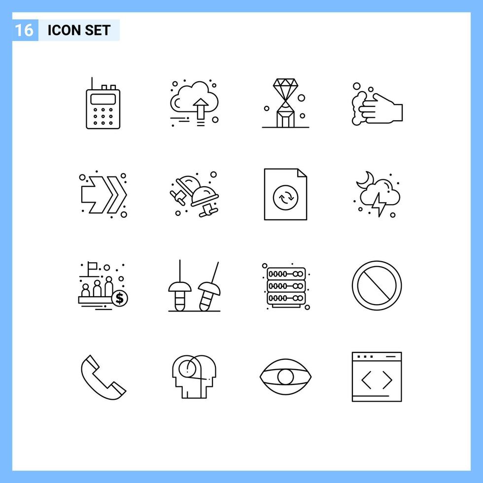 ensemble de 16 contours vectoriels sur la grille pour les flèches gemmes de savon main valeur éléments de conception vectoriels modifiables vecteur