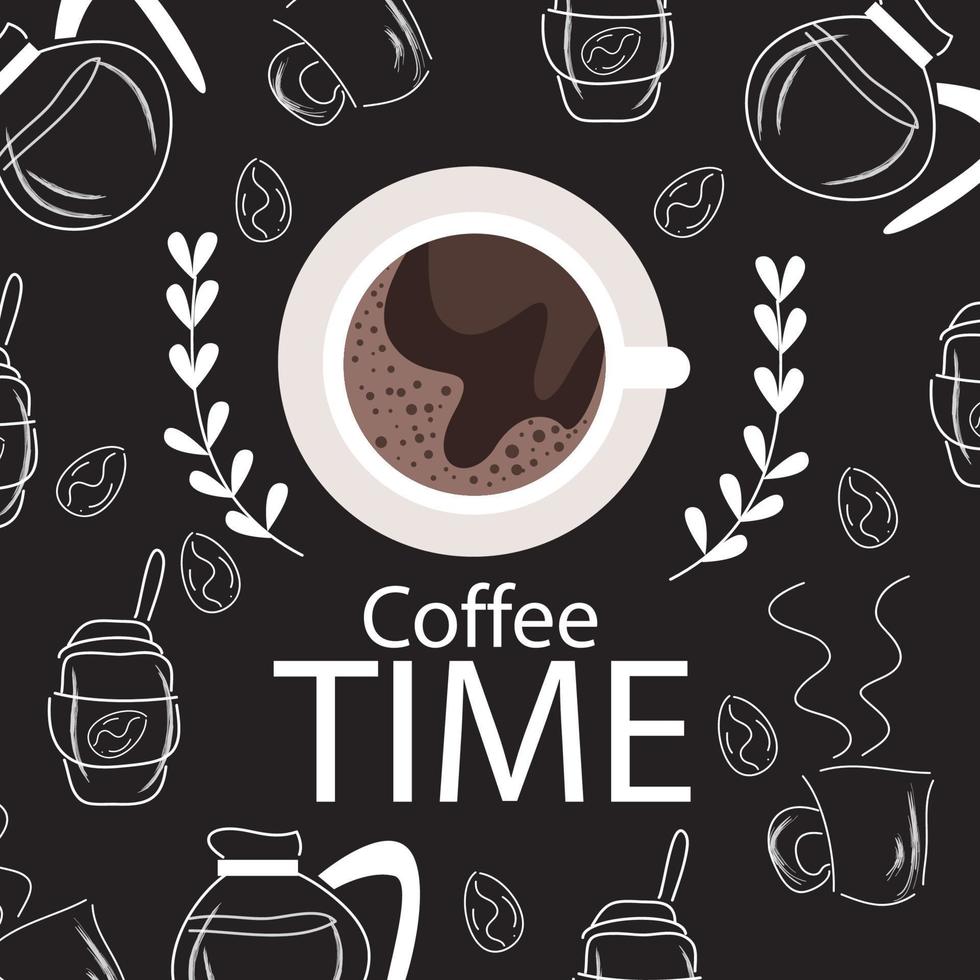 le fond de doodle de café est approprié pour la décoration murale de votre café. vecteur