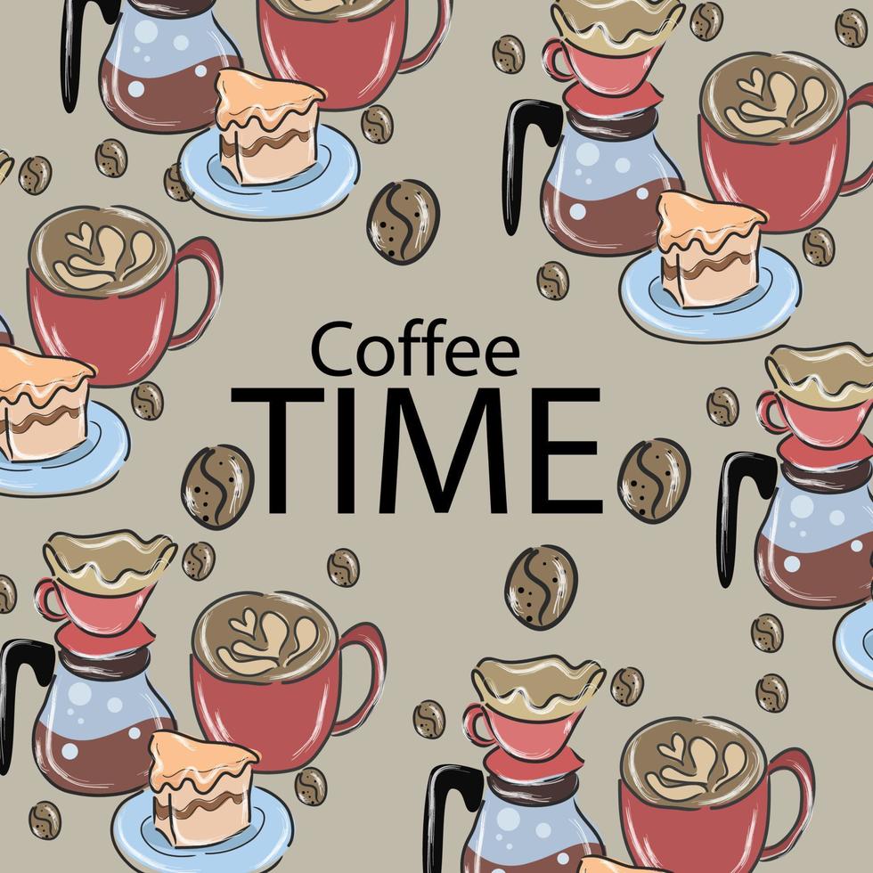 le fond de doodle de café est approprié pour la décoration murale de votre café. vecteur