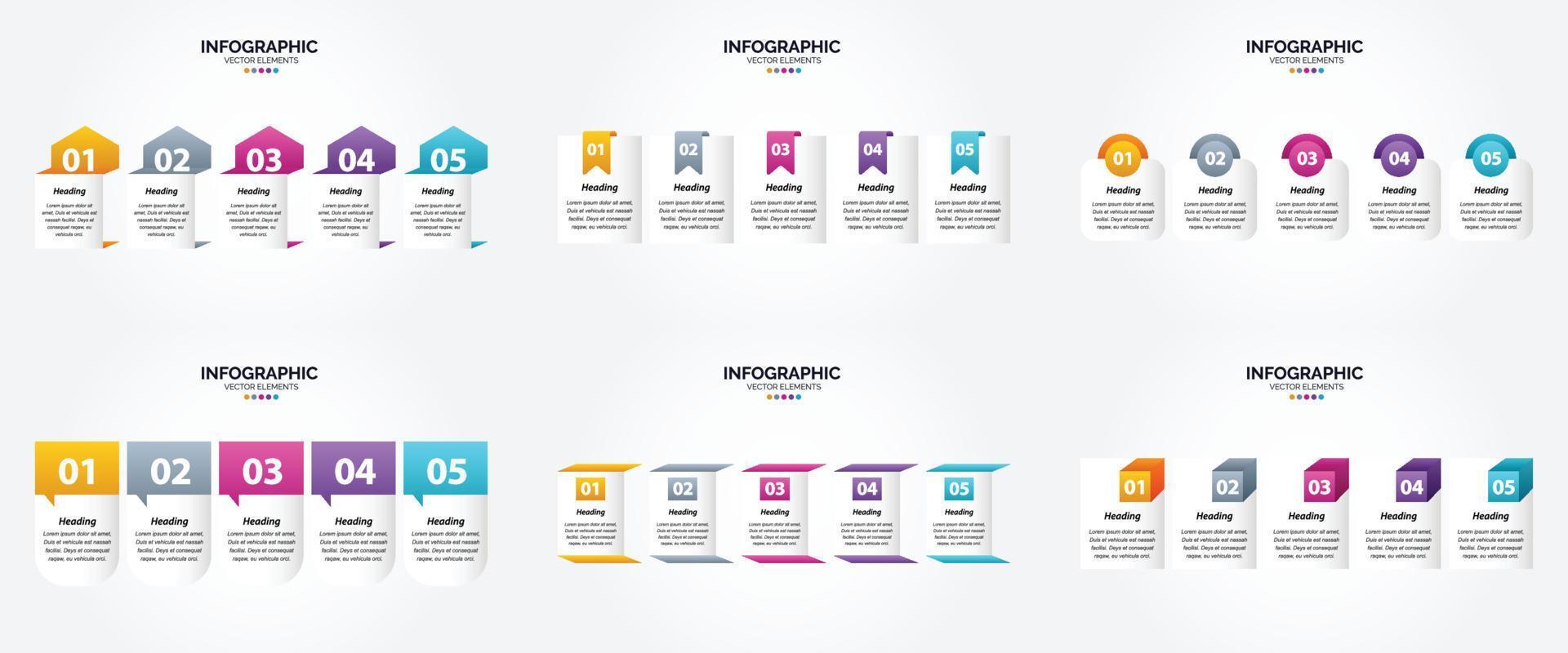 ensemble de conception plate d'infographie d'illustration vectorielle pour la brochure publicitaire et le magazine vecteur