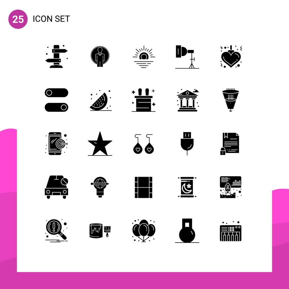 25 concept de glyphe solide pour sites Web mobiles et applications heart studio image photographie lumière éléments de conception vectoriels modifiables vecteur