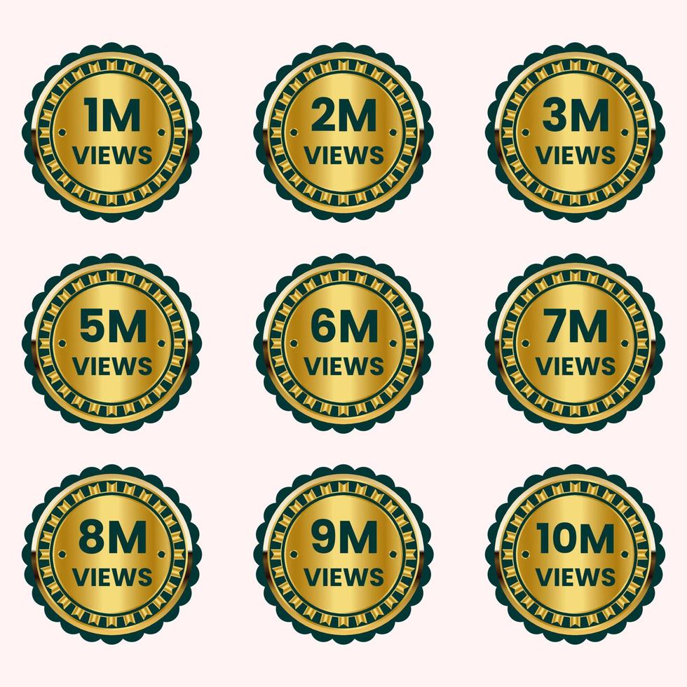 Golden Views Celebration Clipart 1 million de vues à 10 millions de vues vecteur