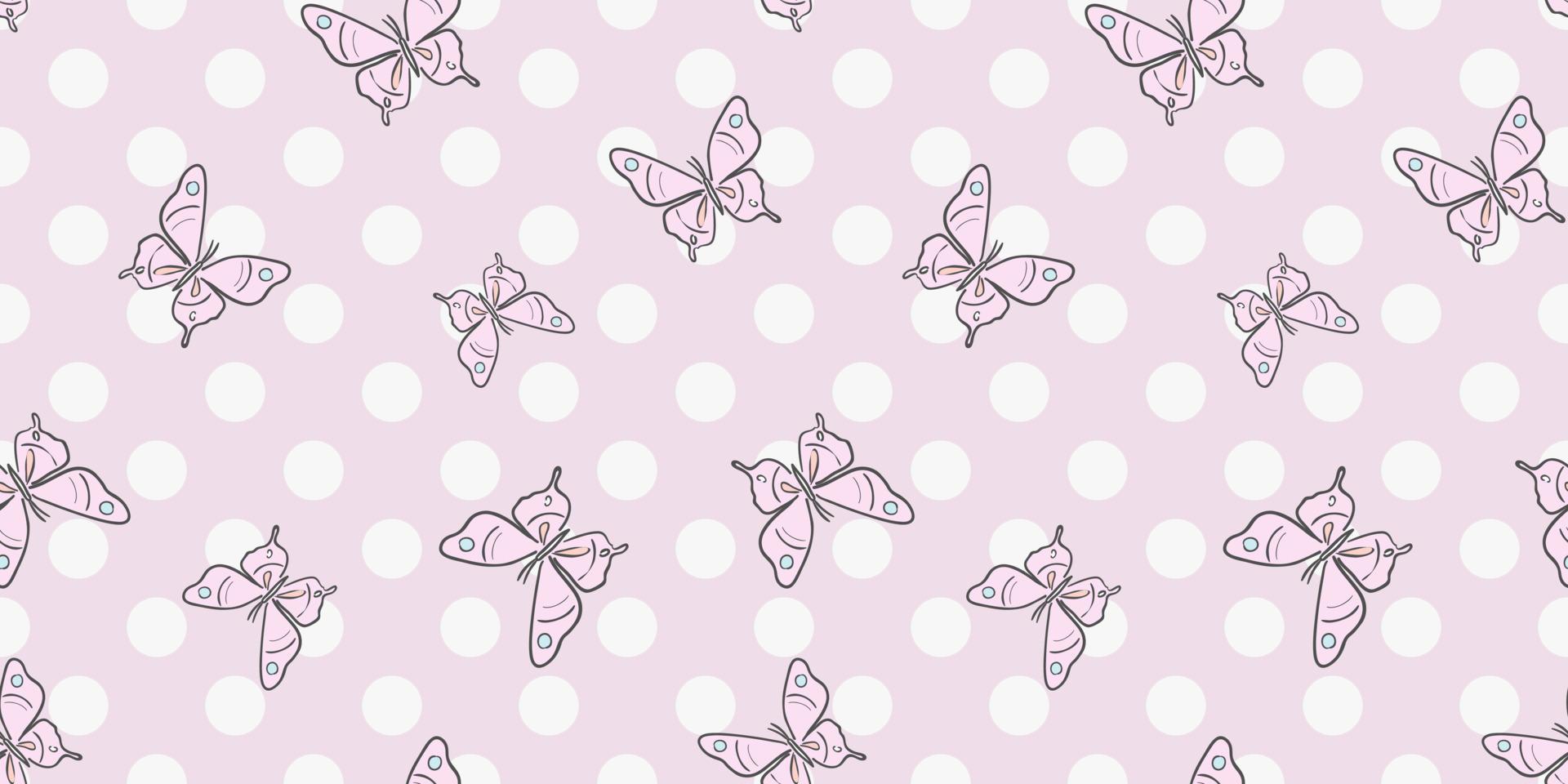 modèle vectoriel papillon rose pastel à pois