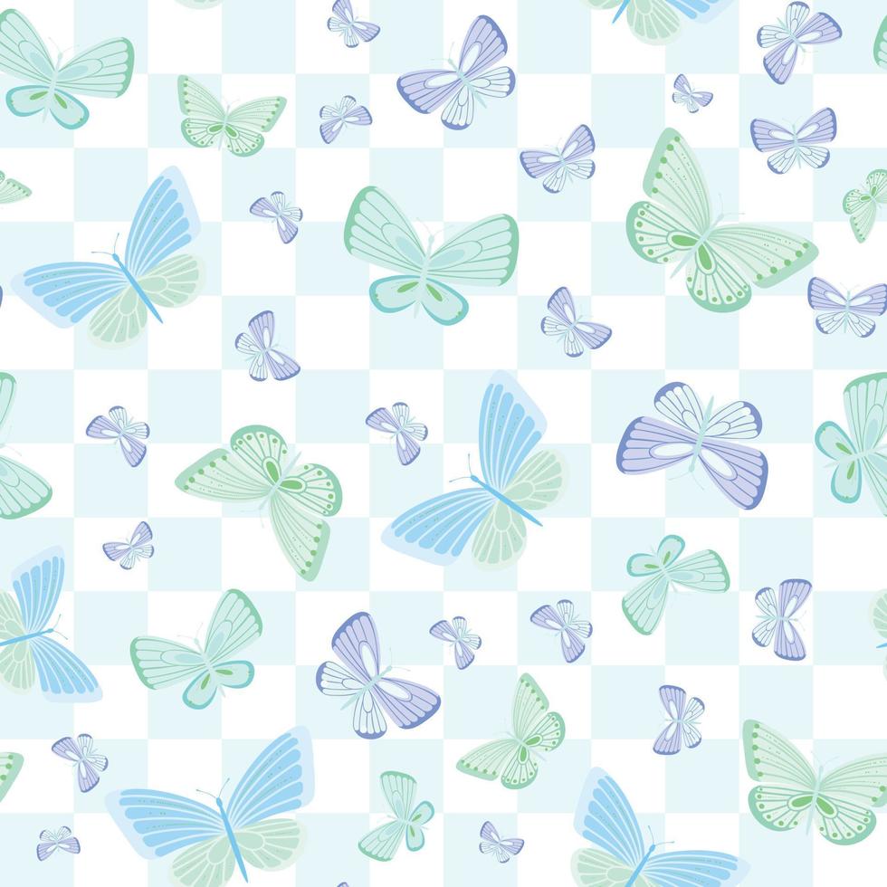 fond de vecteur de motif de répétition sans couture papillon bleu