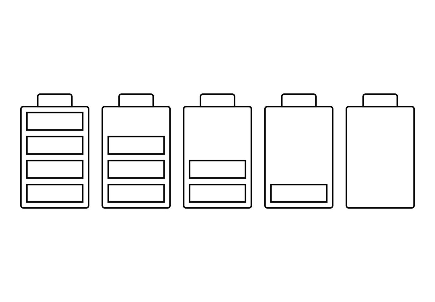 un ensemble de cinq batteries avec différents indicateurs de charge. illustration vectorielle vecteur