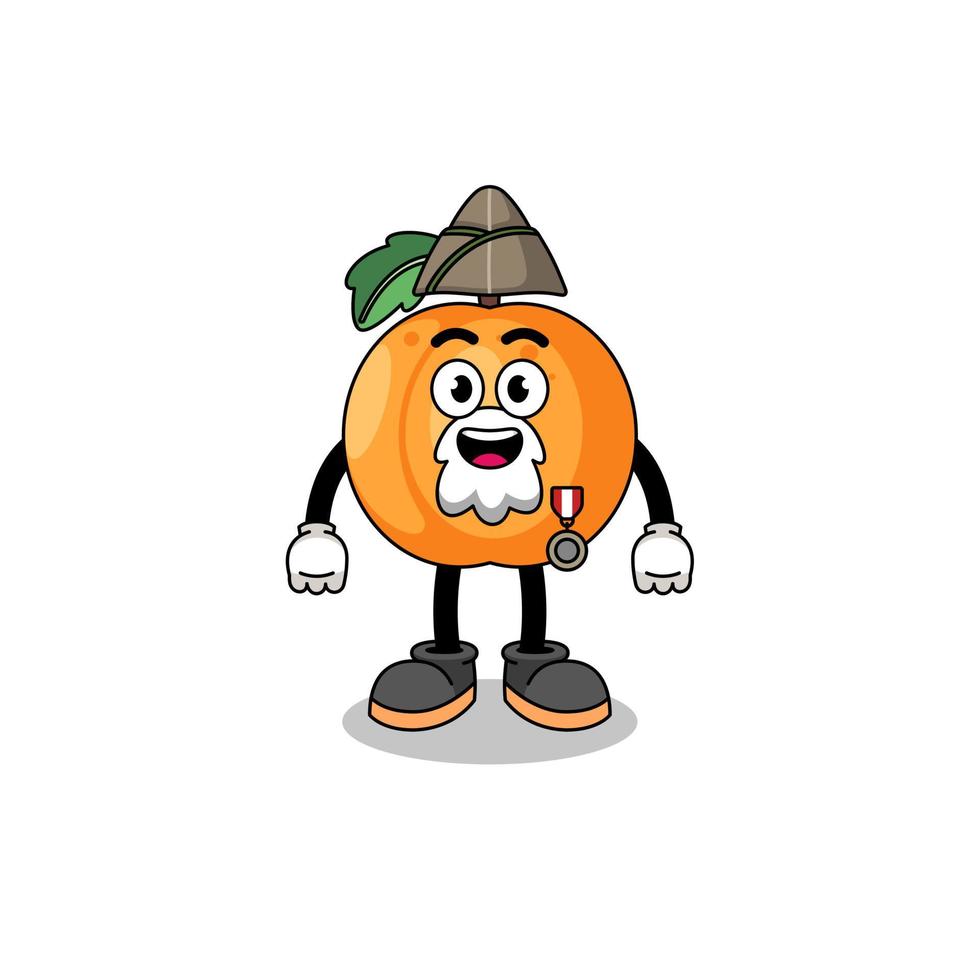 caricature de personnage d'abricot en tant que vétéran vecteur