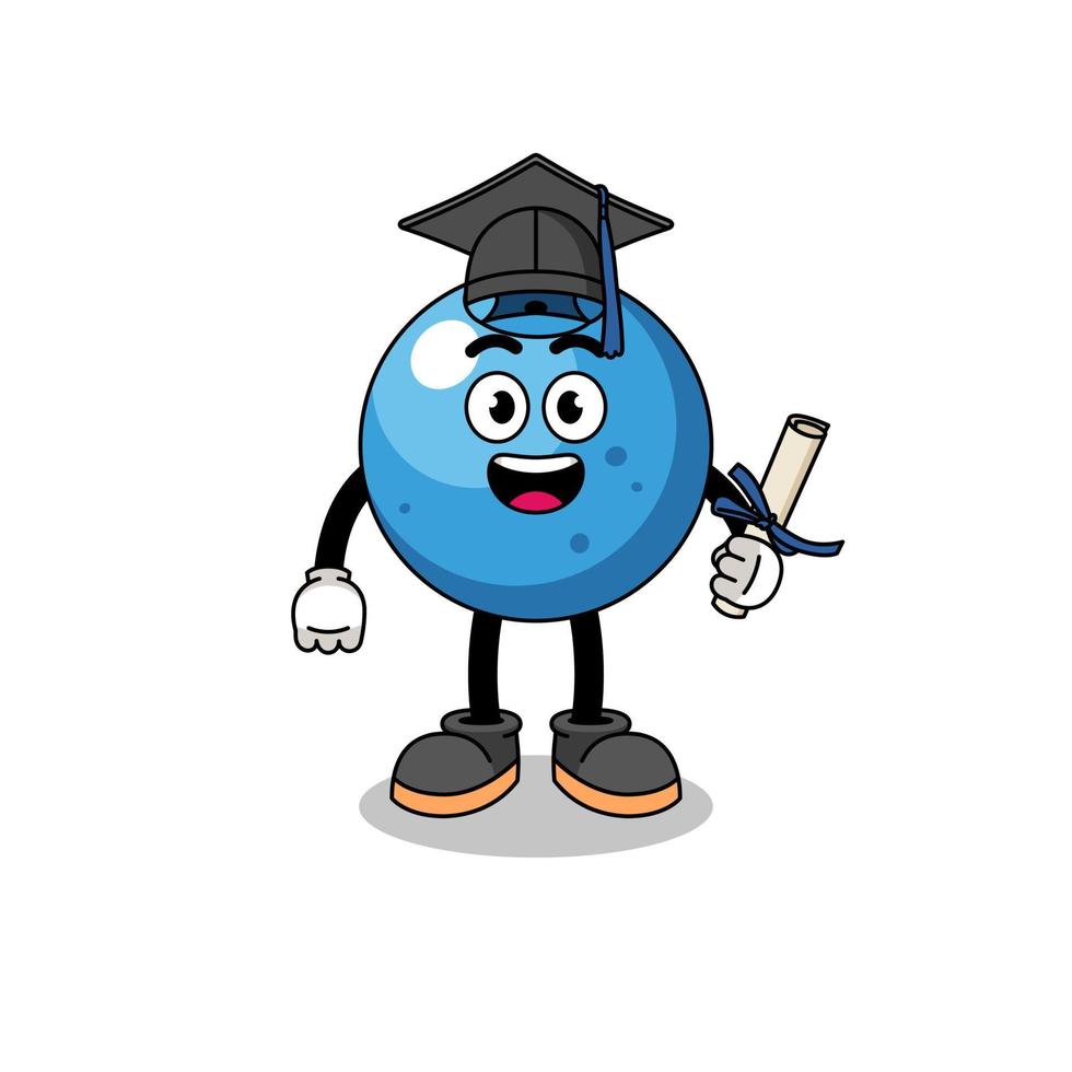 mascotte de myrtille avec pose de graduation vecteur