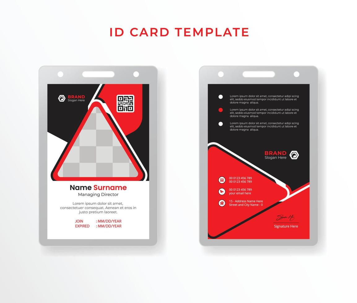 modèle de conception de carte d'identité carte d'identité d'entreprise créative pour les employés avant et arrière vecteur