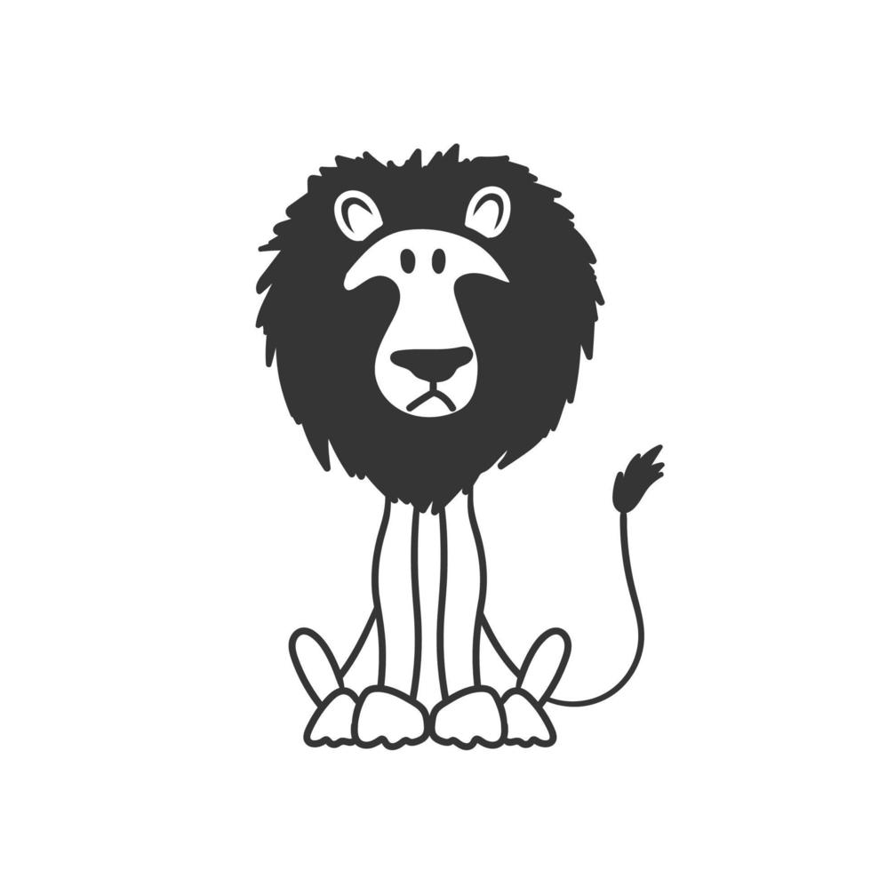 un lion. mignon lion dessiné à la main. dessin d'esquisse pour la conception. image vectorielle vecteur