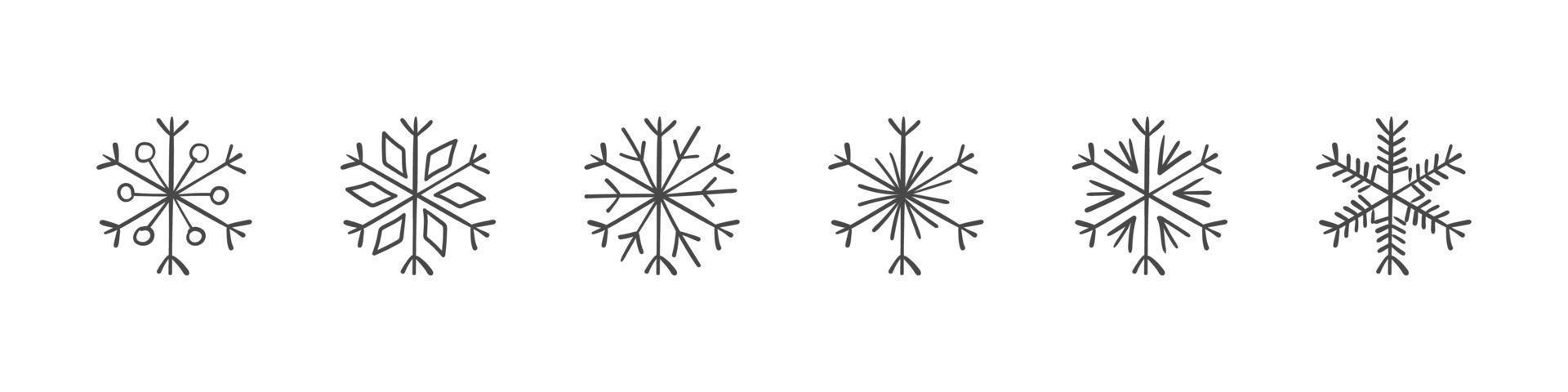 flocons de neige. ensemble de flocons de neige dessinés à la main. éléments de conception pour noël et nouvel an. éléments vectoriels vecteur