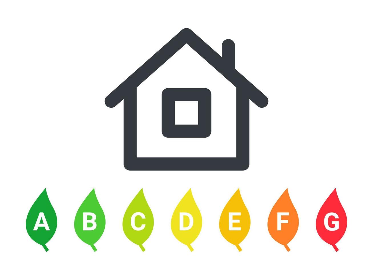 efficacité énergétique. cote d'efficacité énergétique. marque d'efficacité énergétique pour les maisons. illustration vectorielle vecteur