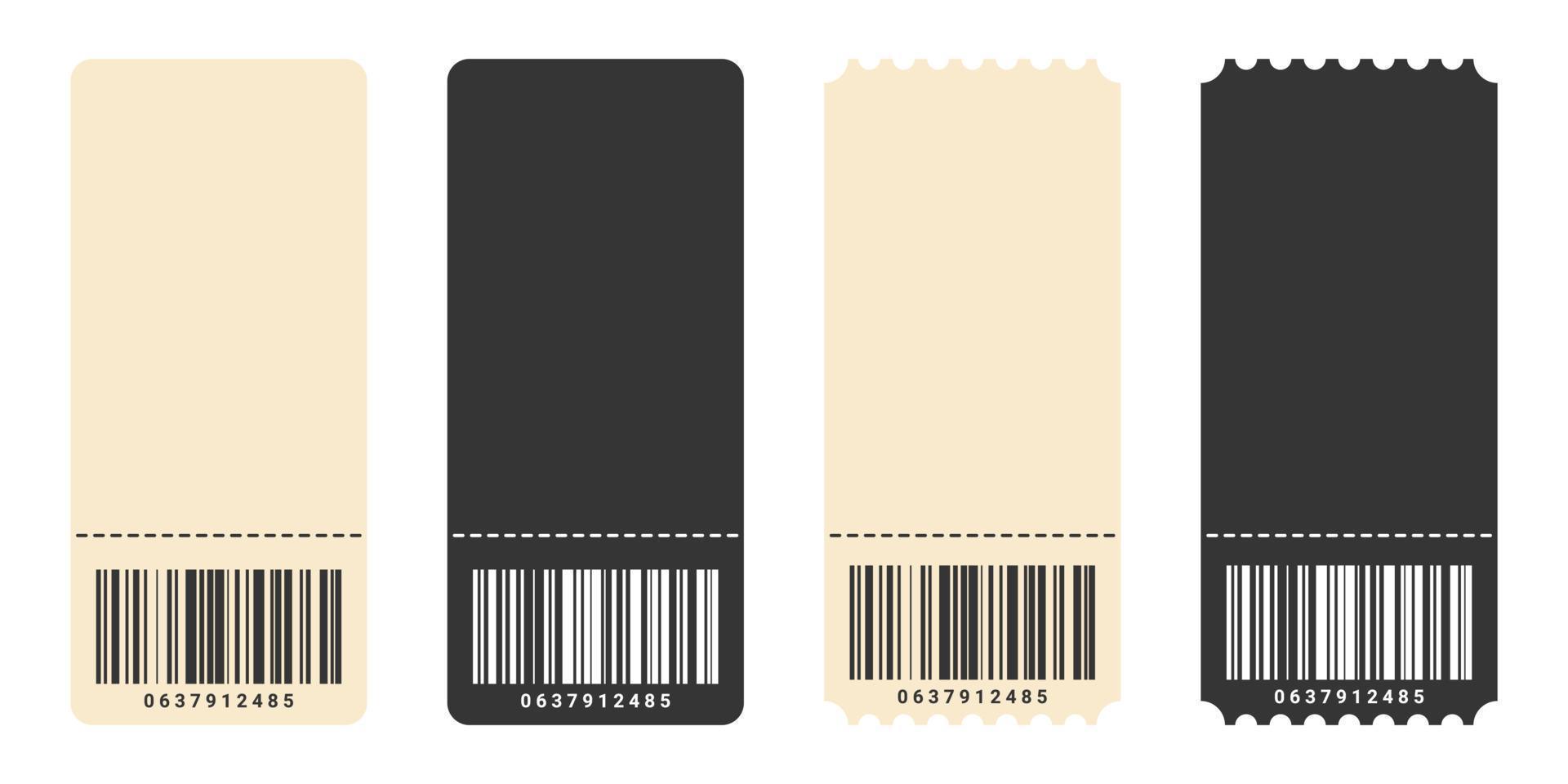 jeu d'icônes simple de billet. icônes de coupon. billets avec code-barres. illustration vectorielle vecteur