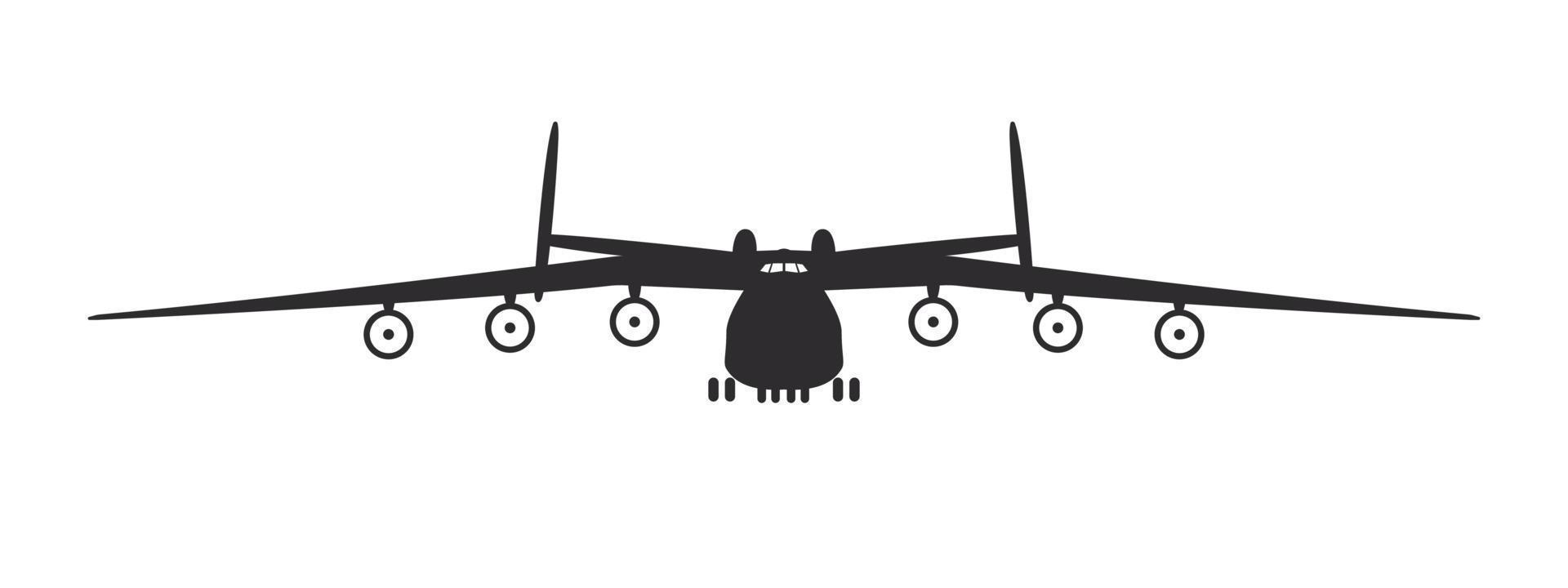 avion. le plus gros avion cargo. vue de face de silhouette d'avion. image vectorielle vecteur