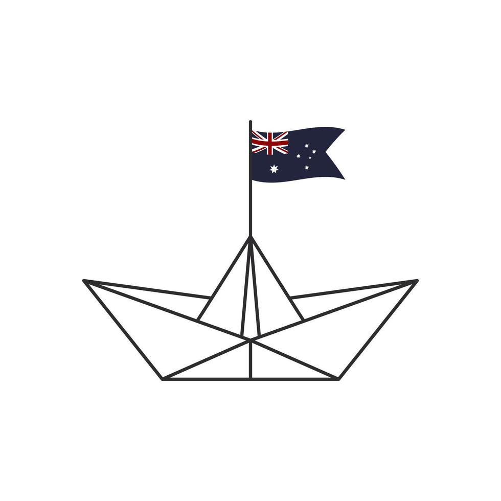 icône de bateau en papier. un bateau avec un drapeau australien. illustration vectorielle vecteur
