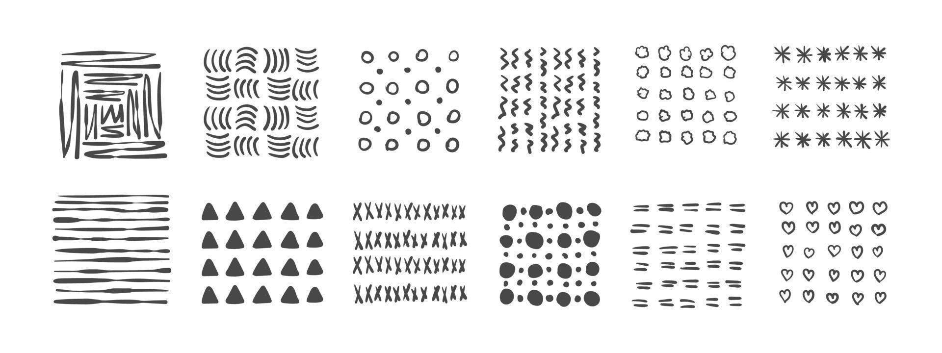 textures. un ensemble de textures dessinées à la main. éléments pour les textures dessinées à la main. éléments vectoriels vecteur