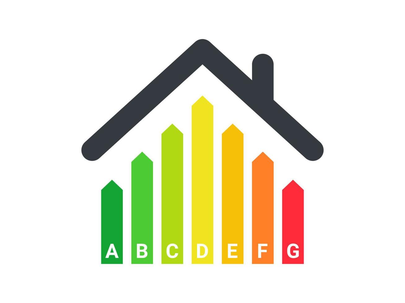 cote d'efficacité énergétique. maison économe en énergie. symbole de la maison verte avec cote énergétique. illustration vectorielle vecteur