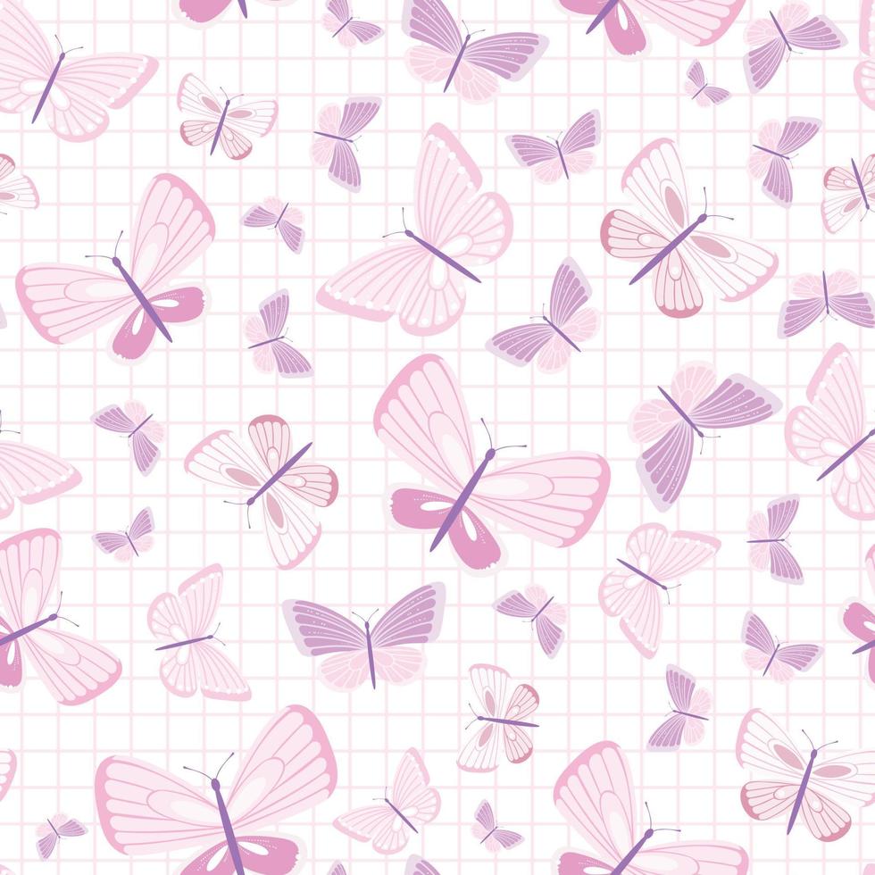 motif de répétition sans couture papillon vecteur rose et blanc