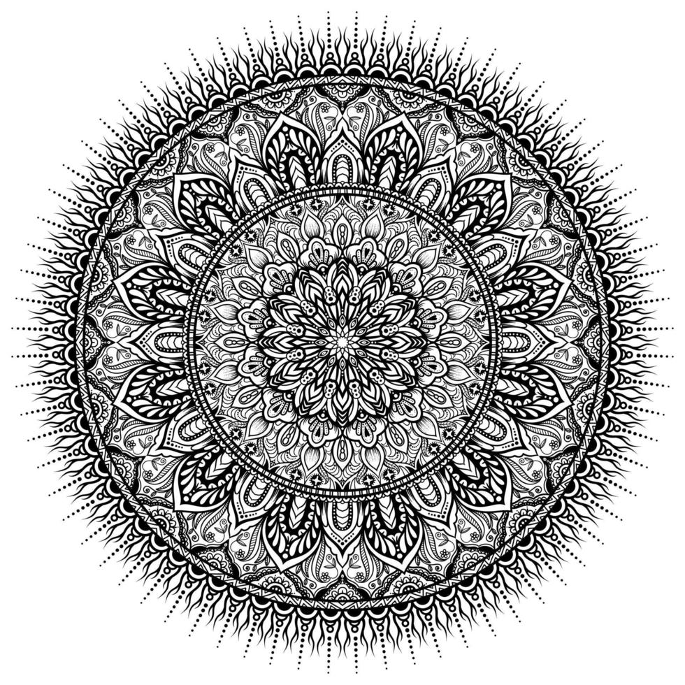 modèles de livres à colorier dans le style mandala pour le henné, le mehndi, les tatouages, les ornements décoratifs dans la page de style oriental ethnique. vecteur