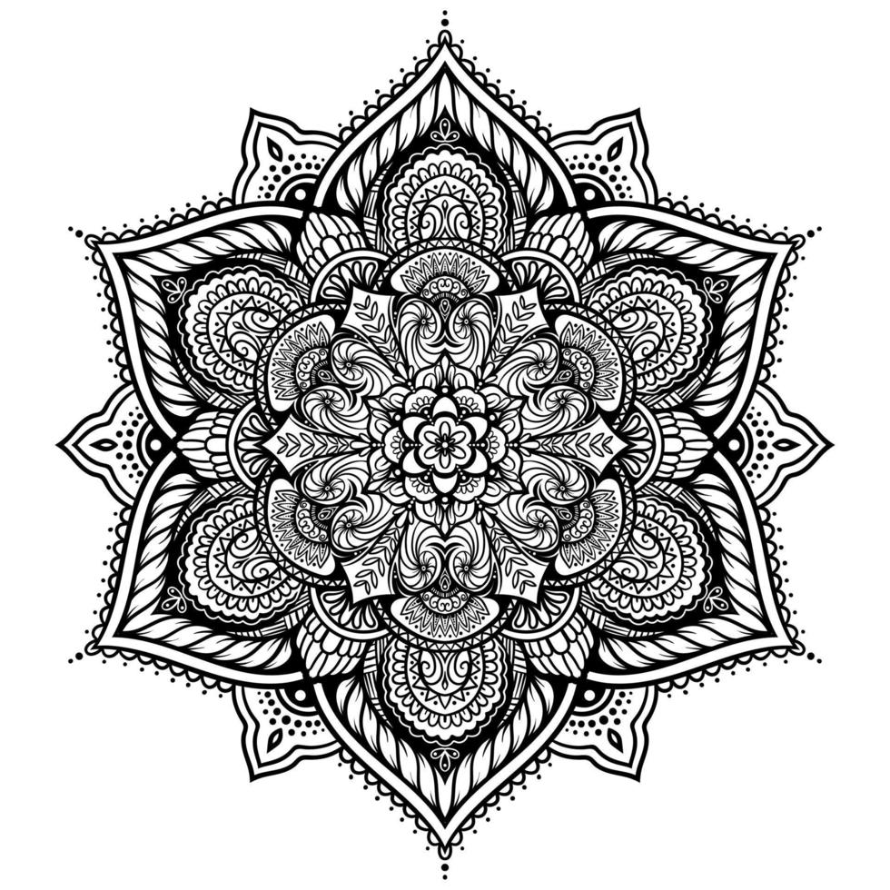 modèles de livres à colorier dans le style mandala pour le henné, le mehndi, les tatouages, les ornements décoratifs dans la page de style oriental ethnique. vecteur