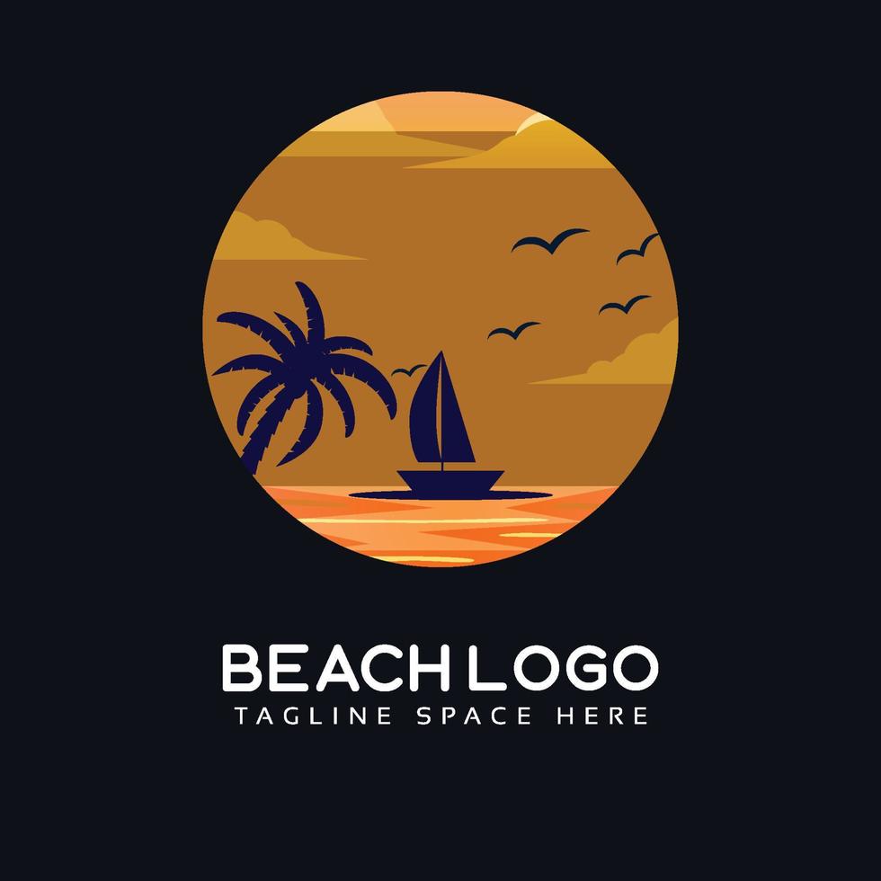 vecteur de conception de logo de plage