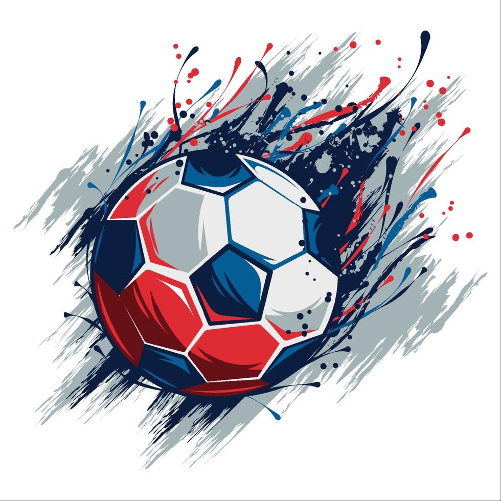 illustration vectorielle de conception de ballon de football championnat de football. balle réaliste et fond de splash coloré vecteur