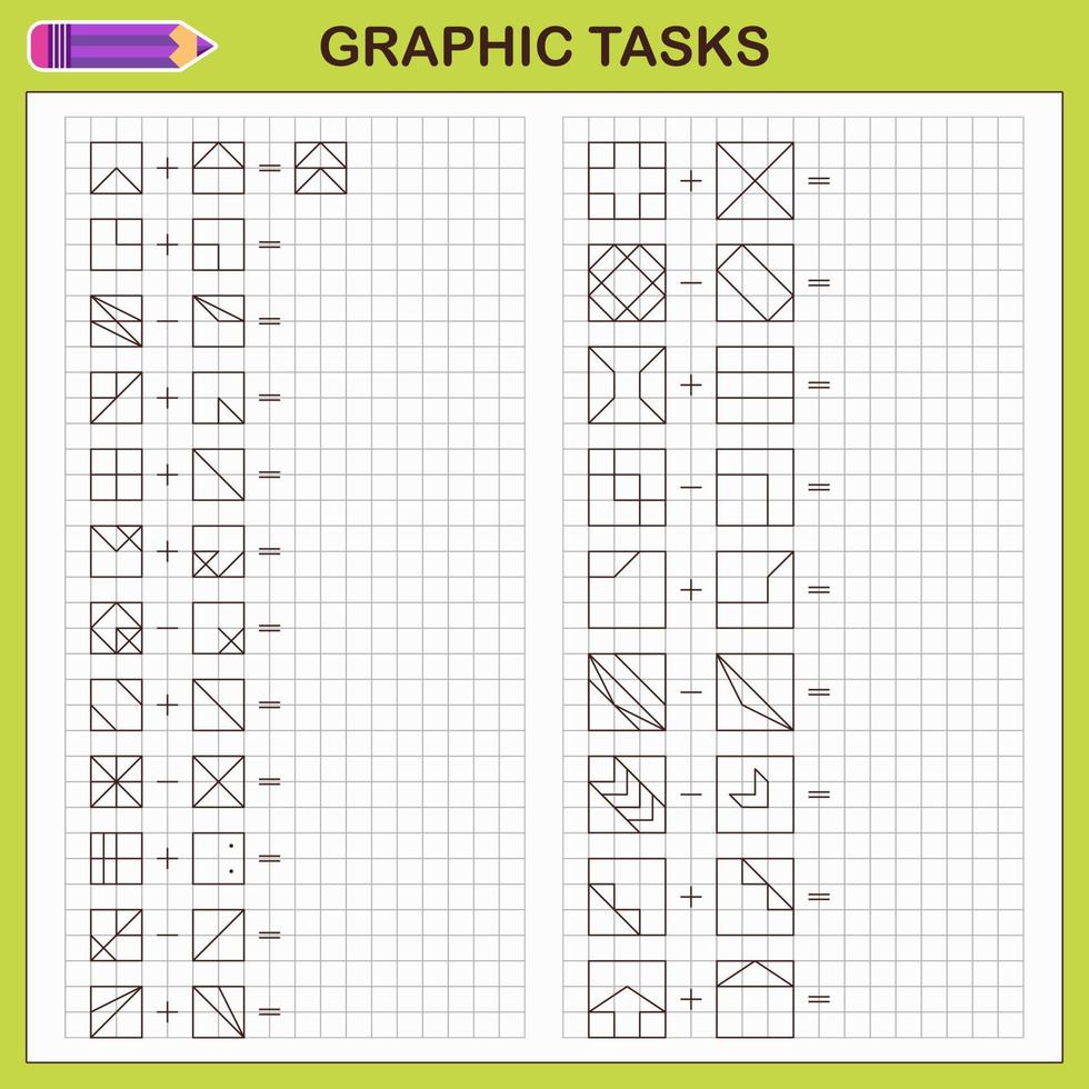 logique des exercices pour les enfants. résoudre exemples selon à le  modèle. math Jeu pour enfants. imprimable feuille de travail avec graphique  Tâches. une addition et soustraction. 26111188 Art vectoriel chez Vecteezy