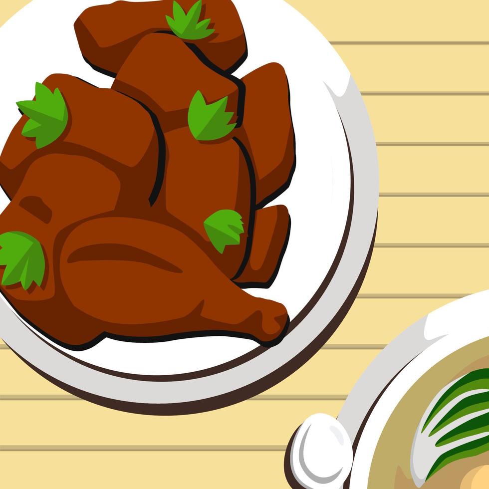 conception de vecteur d'illustration de style plat poulet adobo