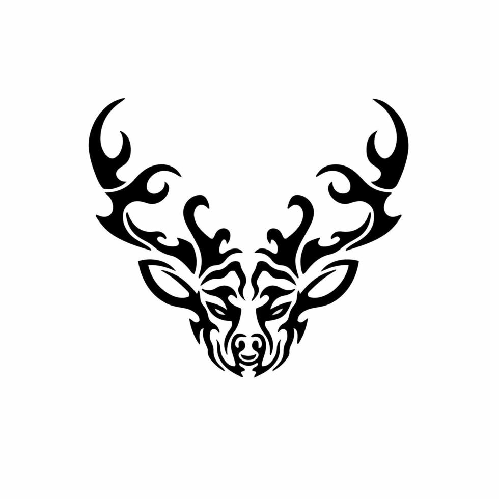 logo de cerf tribal. conception de tatouage. illustration vectorielle de pochoir vecteur