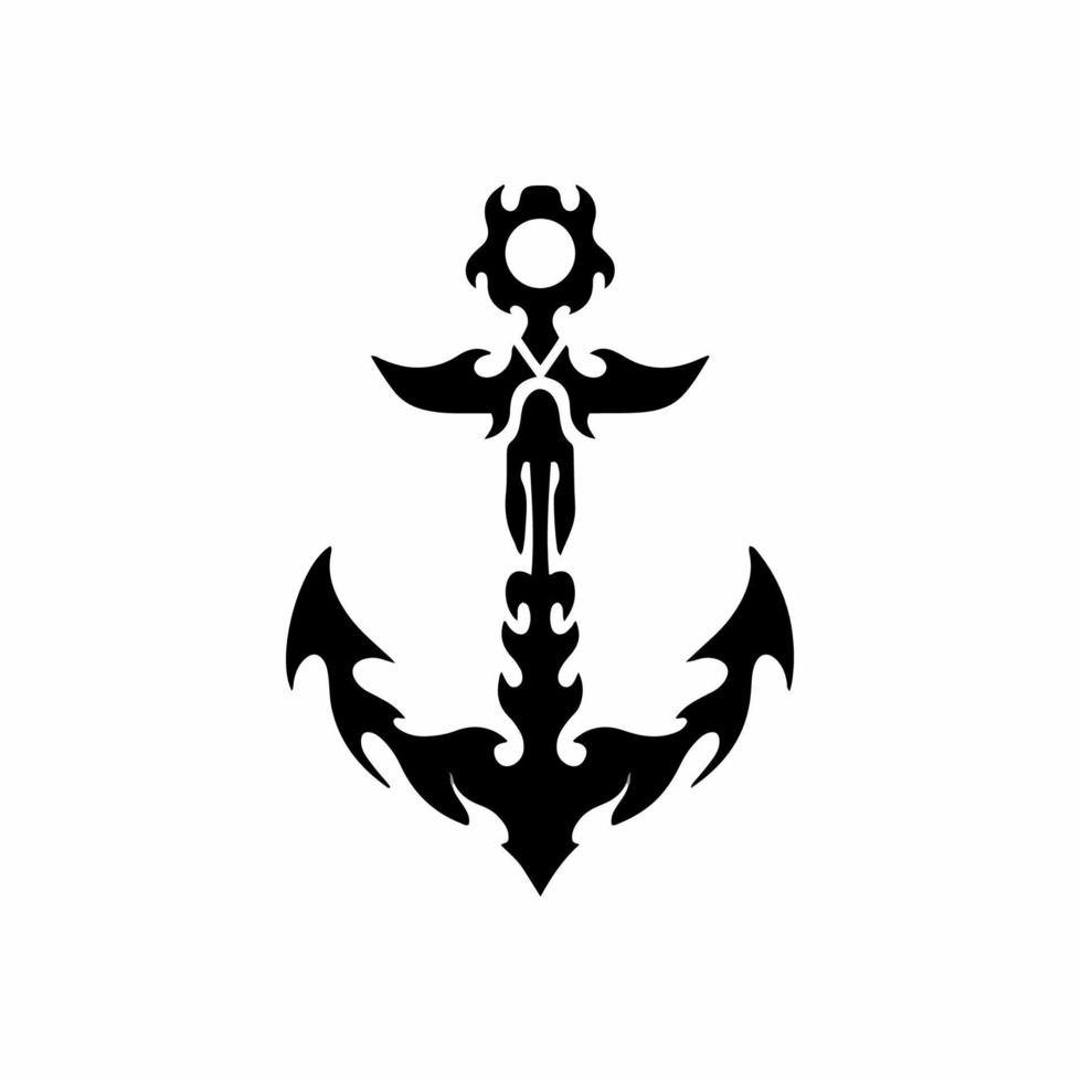 logo d'ancre tribale. conception de tatouage. illustration vectorielle de pochoir vecteur