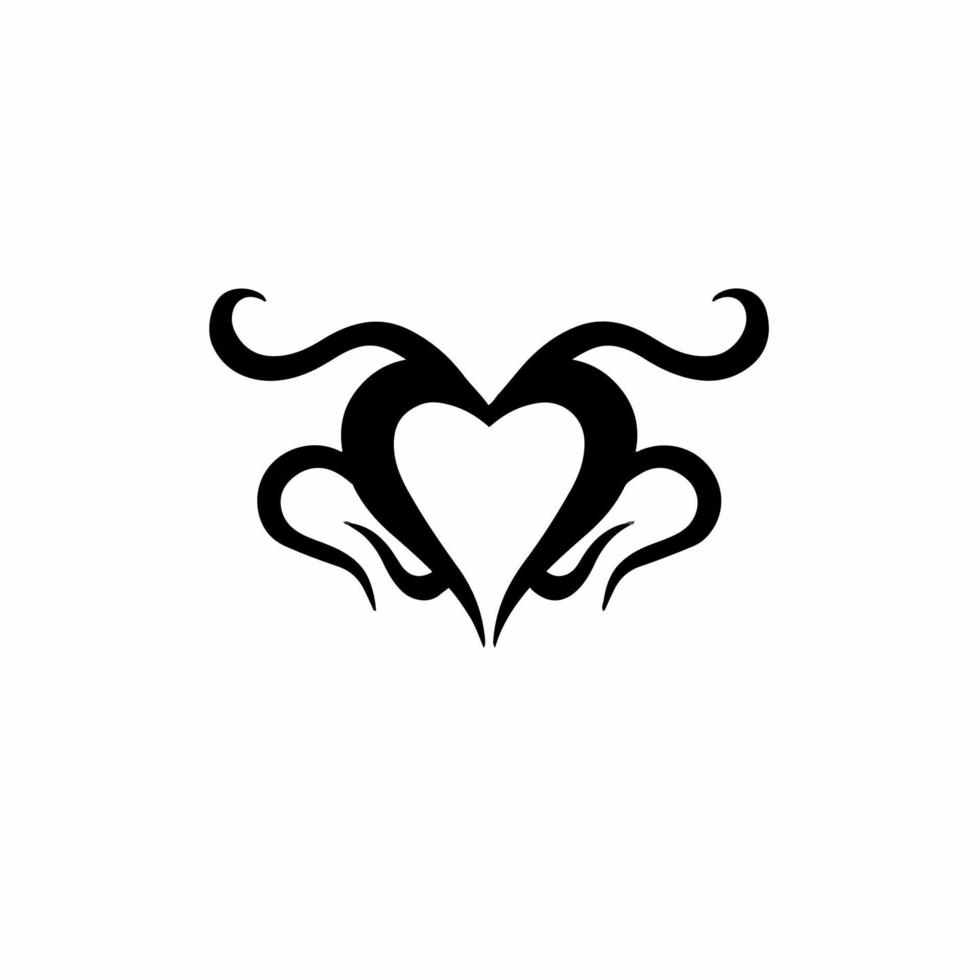 logo de symbole d'amour. conception de tatouage tribal. illustration vectorielle de pochoir vecteur