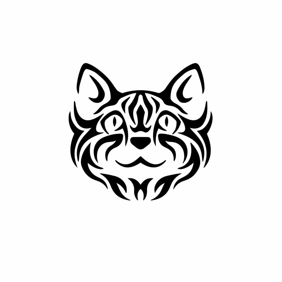 logo de symbole de chat. conception de tatouage tribal. illustration vectorielle de pochoir vecteur