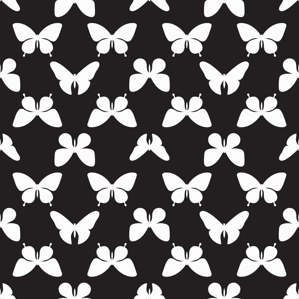 vecteur de motif de répétition sans couture papillon noir et blanc