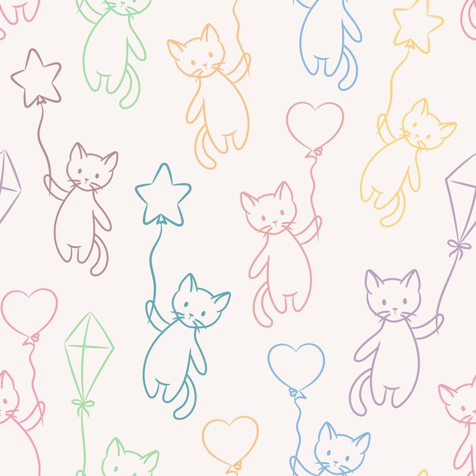 motif vectoriel de chats de dessin animé mignon, arrière-plan transparent