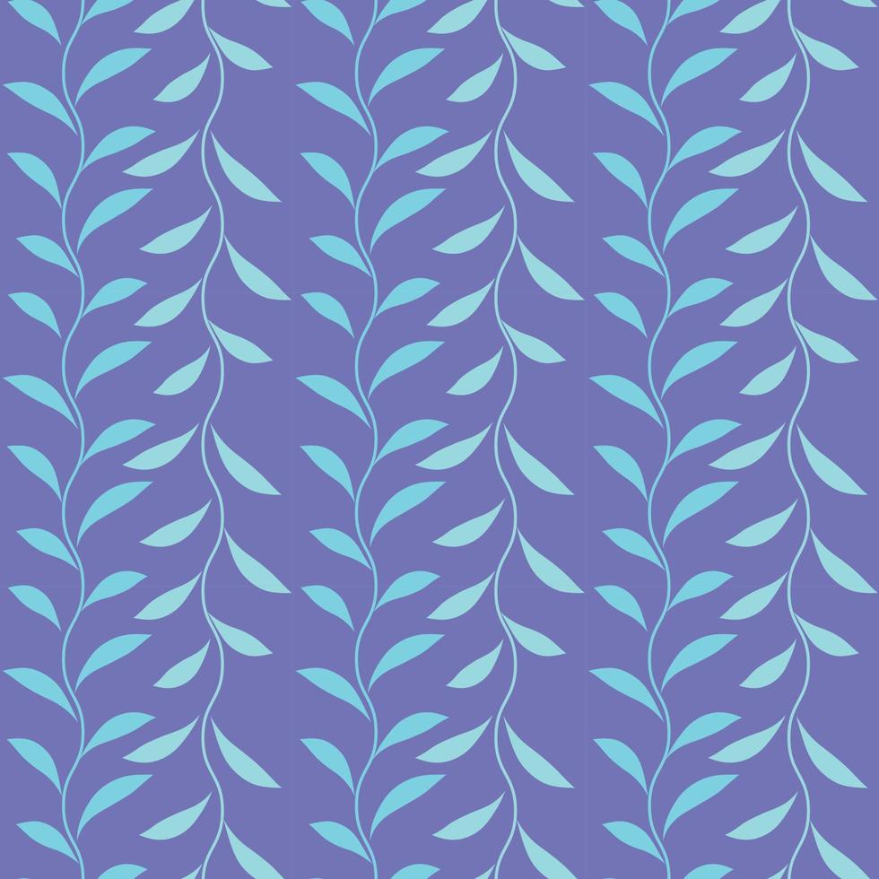 modèle de vecteur de feuille bleue, impression botanique sans couture, fond de guirlande