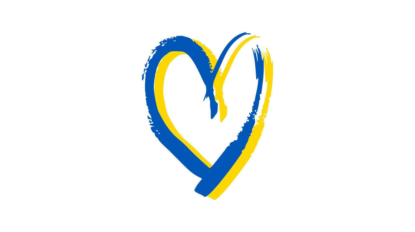 coeur dessiné à la main aux couleurs ukrainiennes vecteur