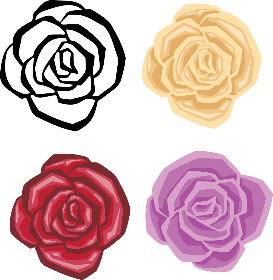 rose symbole icône ligne silhouette vecteur