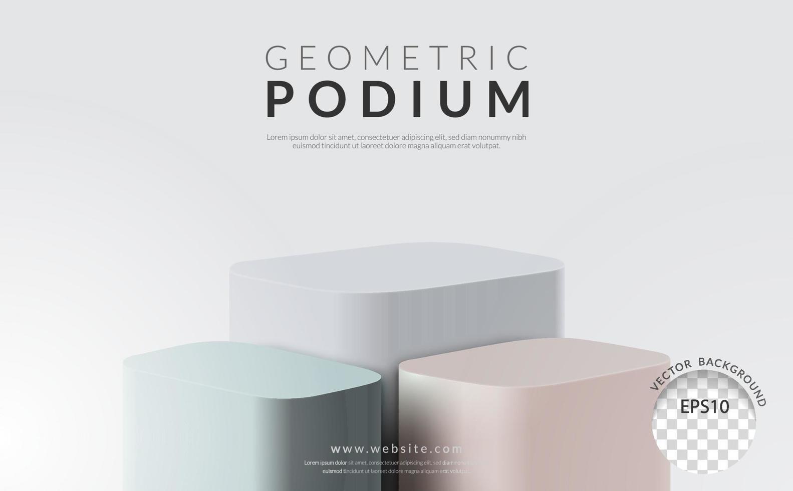 concept d'affichage de produit géométrique, podium rectangle en trois étapes sur fond blanc, illustration vectorielle vecteur