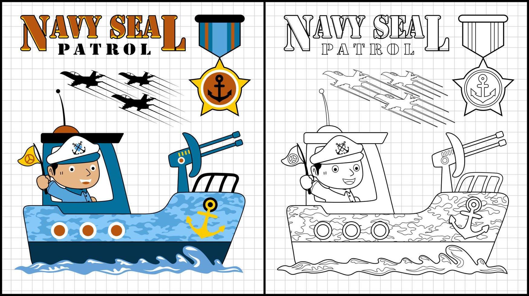 livre de coloriage de dessin animé de canonnière avec un soldat vecteur