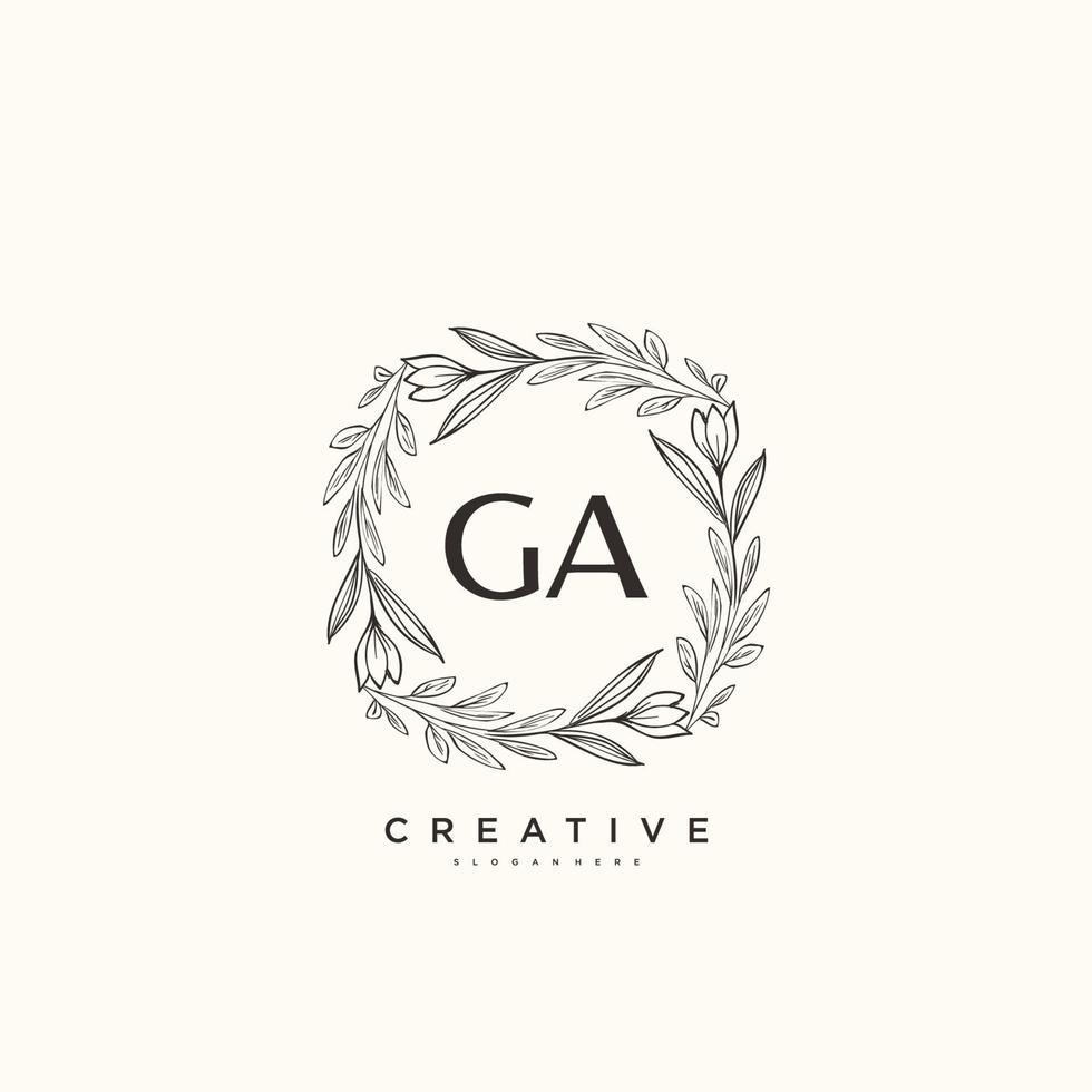 ga beauty vector art du logo initial, logo manuscrit de la signature initiale, mariage, mode, bijoux, boutique, floral et botanique avec modèle créatif pour toute entreprise ou entreprise.