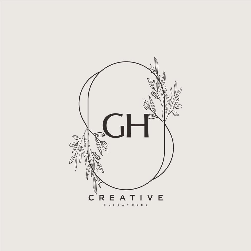 art du logo initial gh beauty vector, logo manuscrit de la signature initiale, mariage, mode, bijoux, boutique, floral et botanique avec modèle créatif pour toute entreprise ou entreprise. vecteur