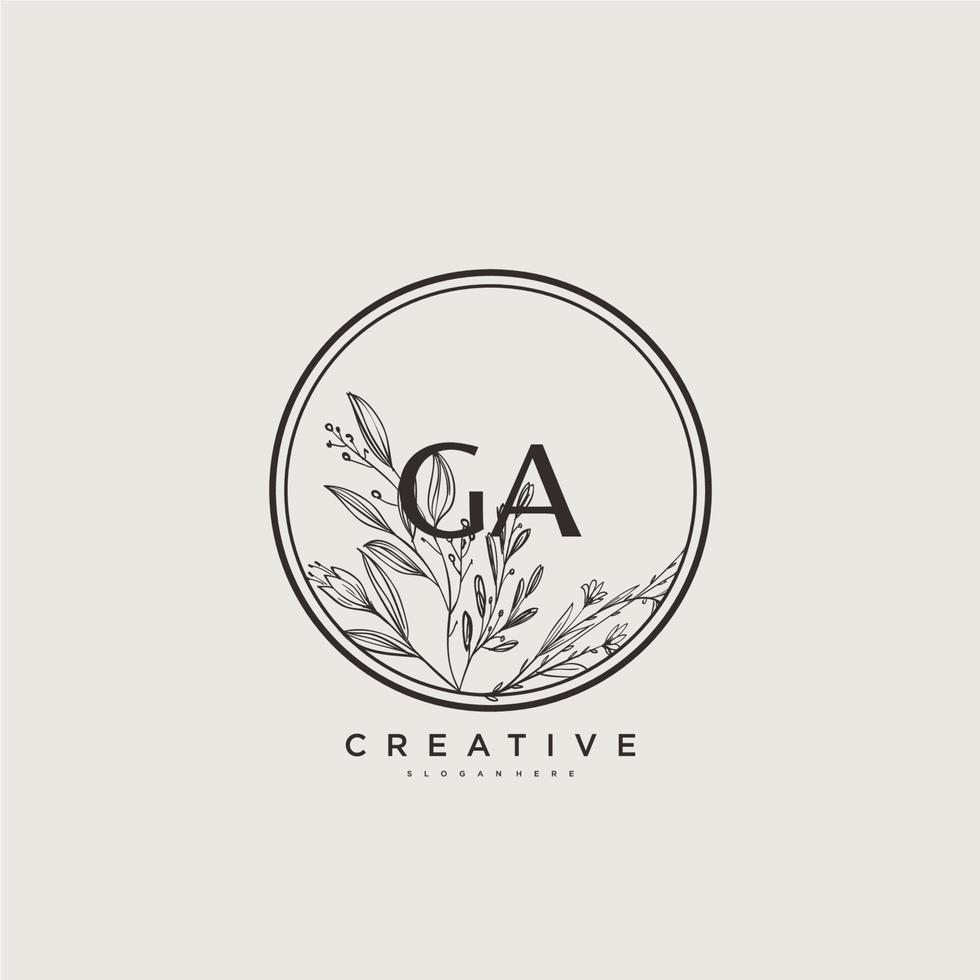 ga beauty vector art du logo initial, logo manuscrit de la signature initiale, mariage, mode, bijoux, boutique, floral et botanique avec modèle créatif pour toute entreprise ou entreprise.