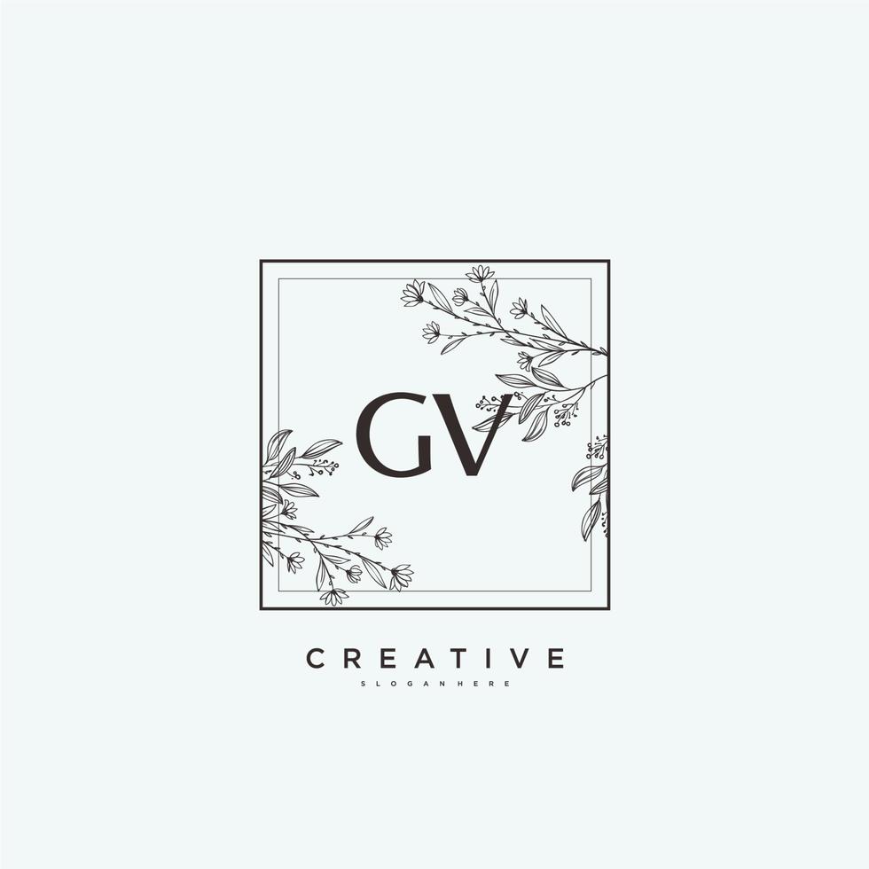 art du logo initial gv beauty vector, logo manuscrit de la signature initiale, mariage, mode, bijoux, boutique, floral et botanique avec modèle créatif pour toute entreprise ou entreprise. vecteur